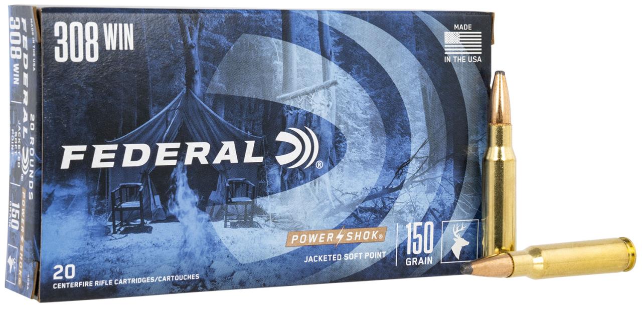 Federal Power-Shok .308 180gr Jacketed Soft Point Ammo 20 Rnd