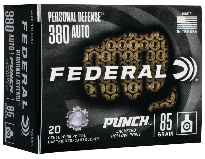 Federal Punch Personal Defense 380 Auto 85gr JHP Ammo 20 Rnd