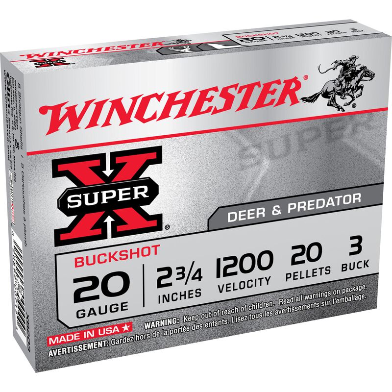 Winchester Super X 20ga #3 1oz Shot 2.75" Ammo 5 Rnd
