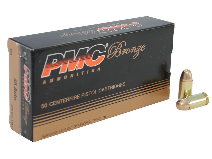 PMC Bronze .45 ACP 185gr JHP Ammo 50 Rnd 45B