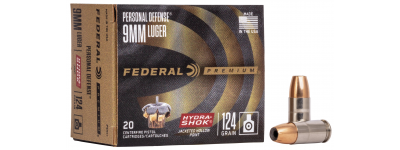 Federal Hydra-Shok 9MM 124gr JHP Ammo 20 Rnd