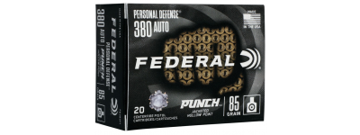 Federal Punch Personal Defense 380 Auto 85gr JHP Ammo 20 Rnd