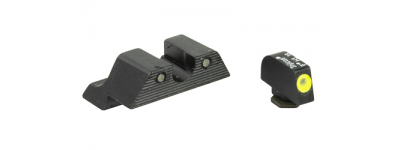 Trijicon HD XR Night Sight Set, 3 Dot Green Tritium With Yellow Front Outline, Fits Glock 17/19/26/27/33/34