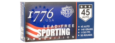 1776 USA .45 ACP 140gr Ball Lead Free Ammo 50 Rnd